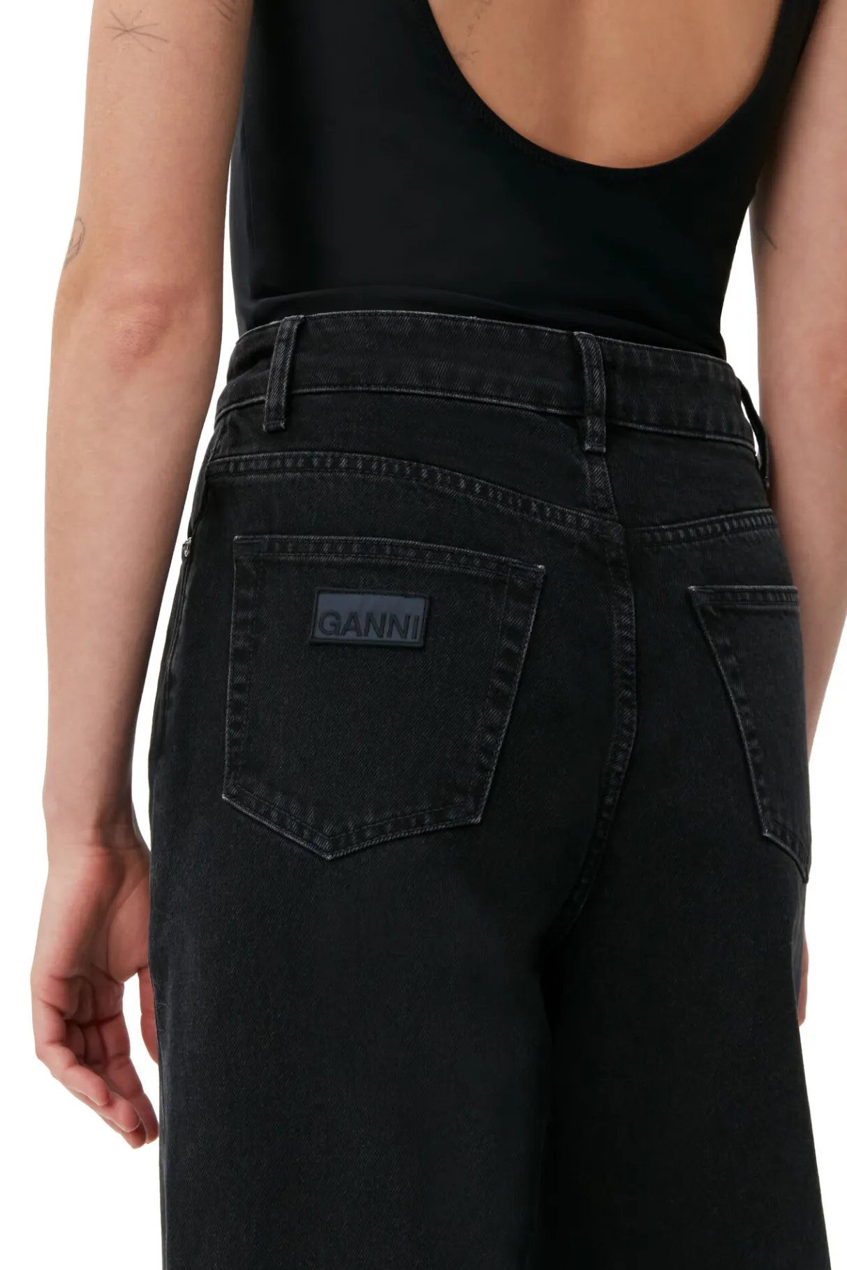 Discount GANNI Rigid Denim Stary Washed Black/Black