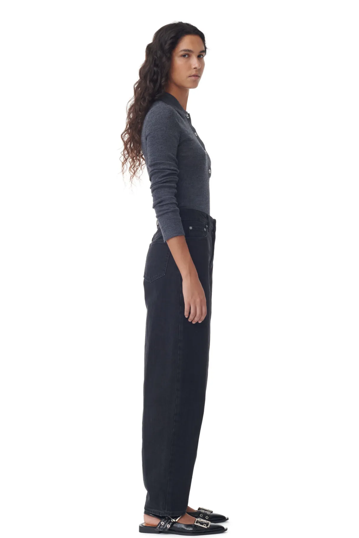 Discount GANNI Rigid Denim Stary Washed Black/Black