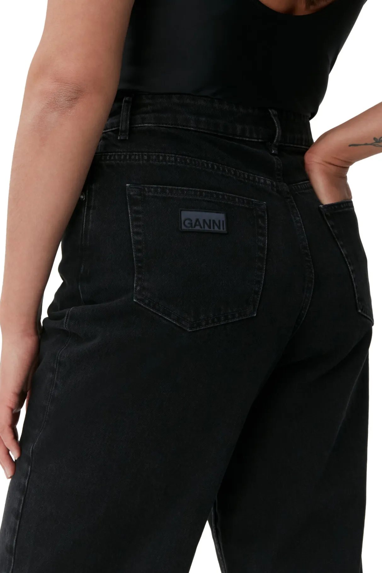 Discount GANNI Rigid Denim Stary Washed Black/Black