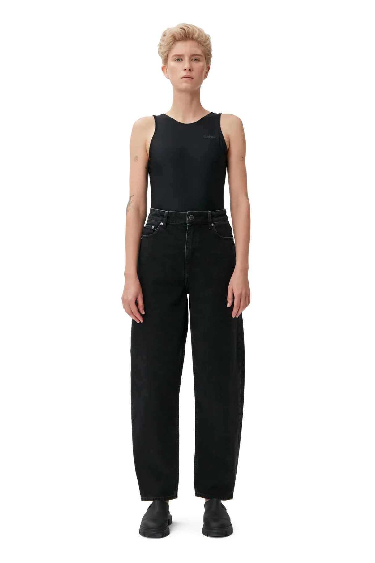 Discount GANNI Rigid Denim Stary Washed Black/Black