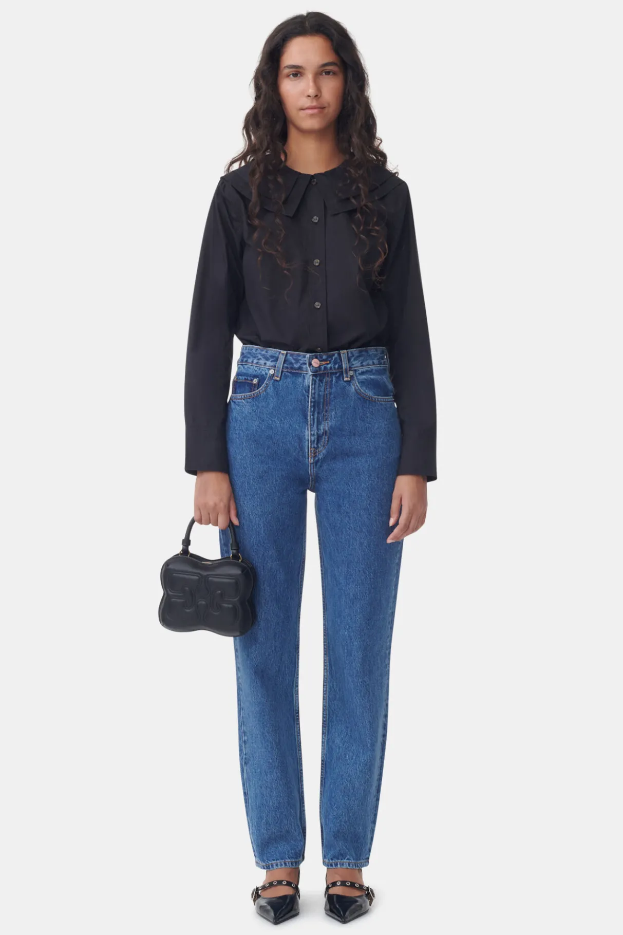 Store GANNI Rigid Denim Swigy Mid Blue Stone