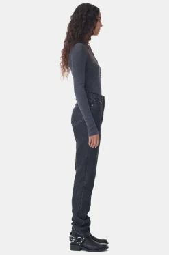 Cheap GANNI Rigid Denim Swigy Black/White Stone