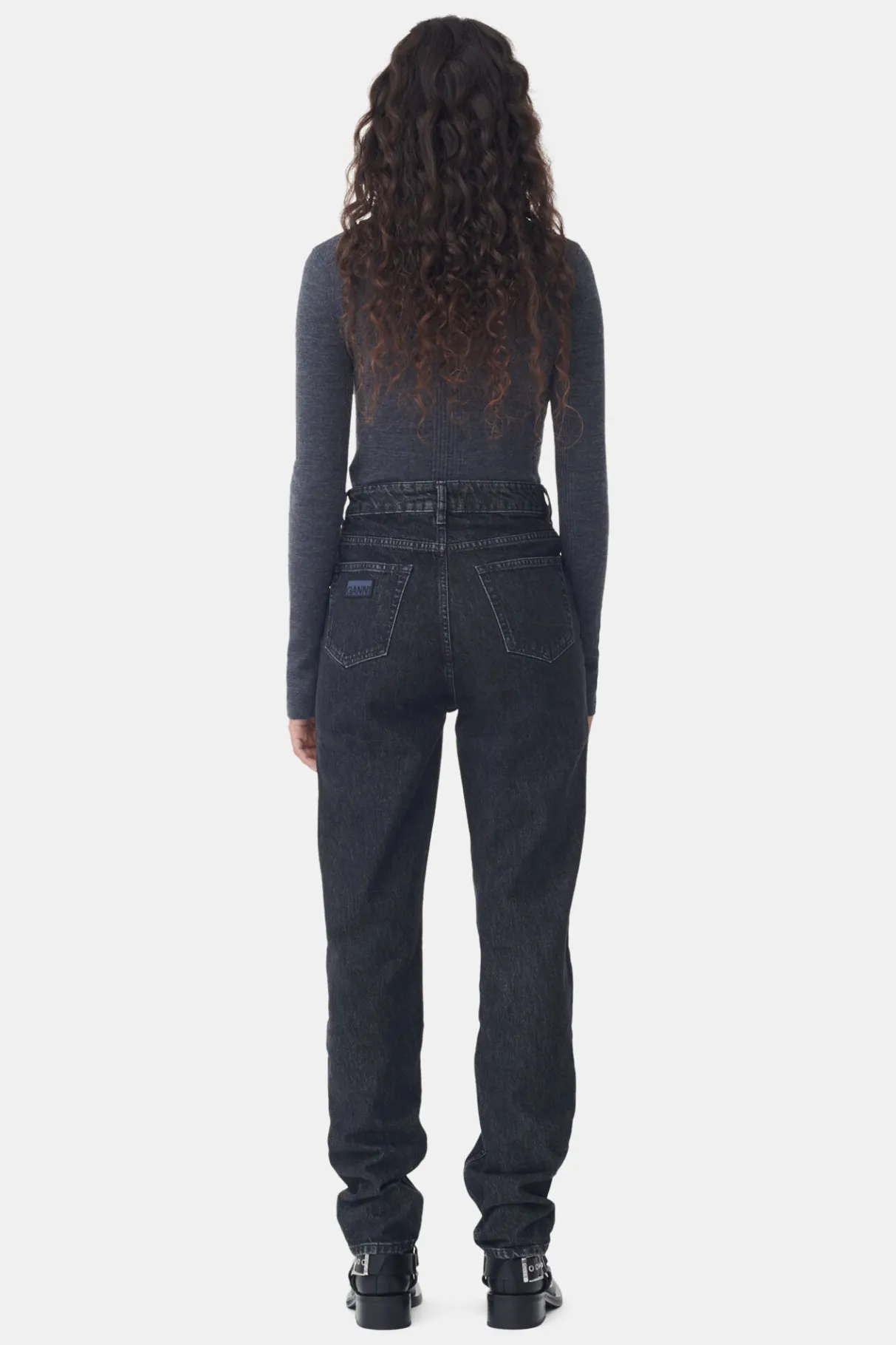 Cheap GANNI Rigid Denim Swigy Black/White Stone