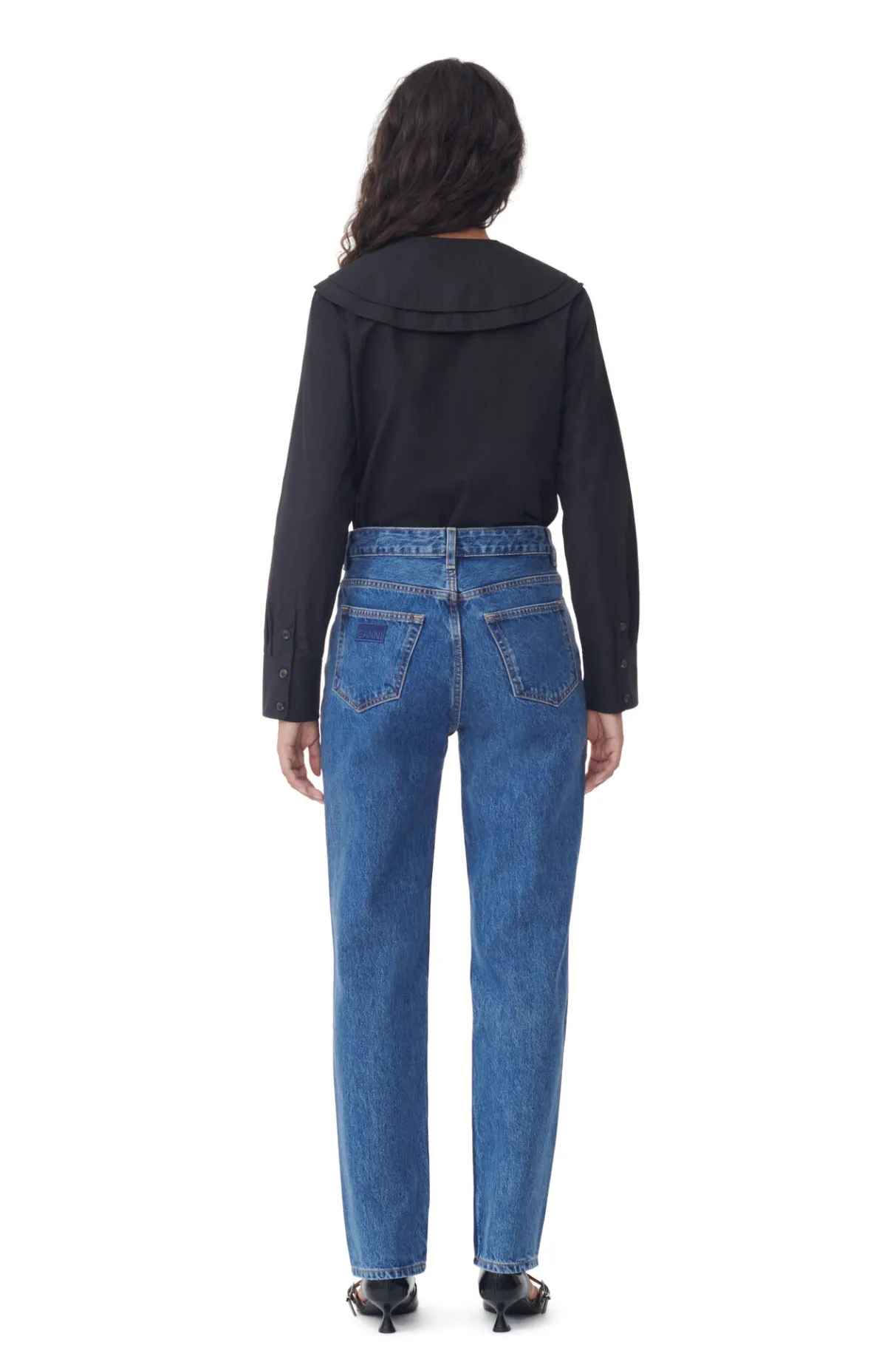 Store GANNI Rigid Denim Swigy Mid Blue Stone