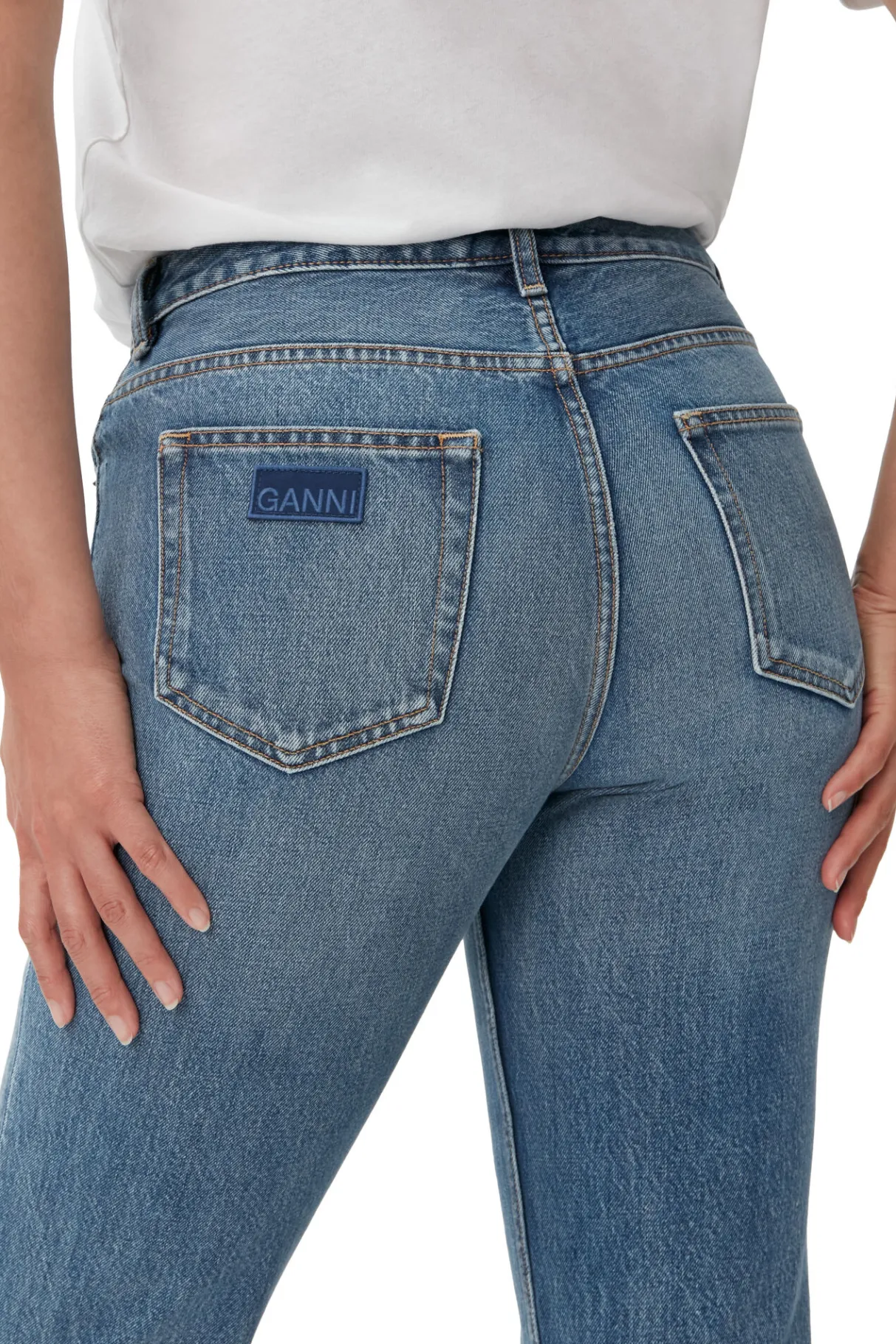 Discount GANNI Rigid Denim Swigy Mid Blue Vintage