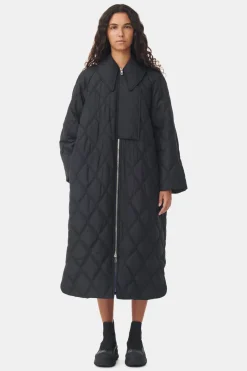 Cheap GANNI Ripstop Quilt Coat Black