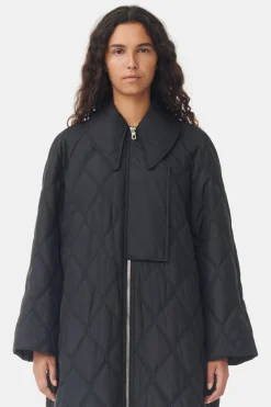 Cheap GANNI Ripstop Quilt Coat Black