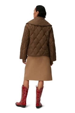Clearance GANNI Ripstop Quilt Jacket Teak
