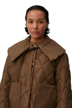 Clearance GANNI Ripstop Quilt Jacket Teak