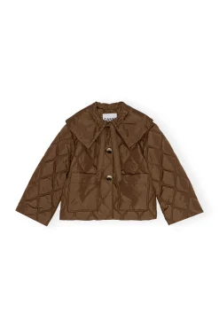 Clearance GANNI Ripstop Quilt Jacket Teak