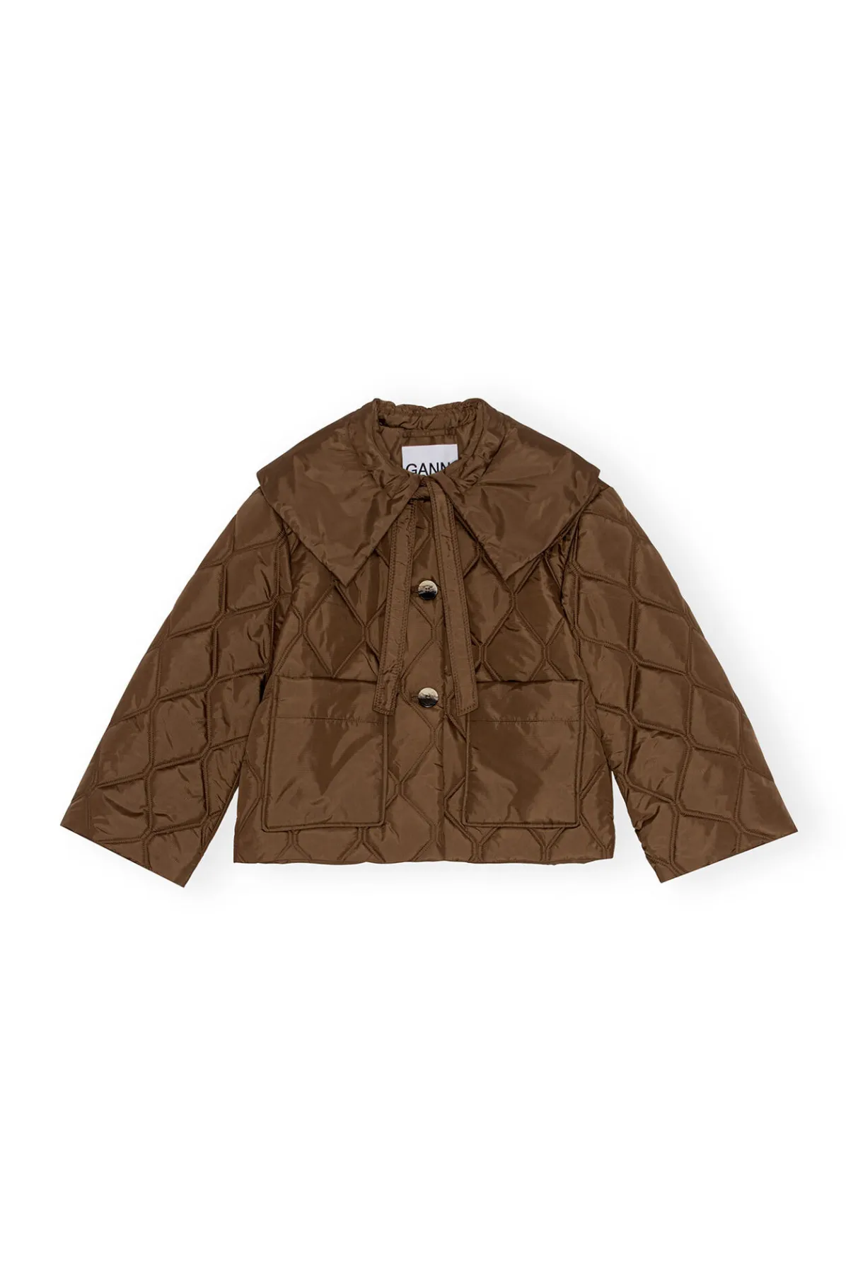 Clearance GANNI Ripstop Quilt Jacket Teak