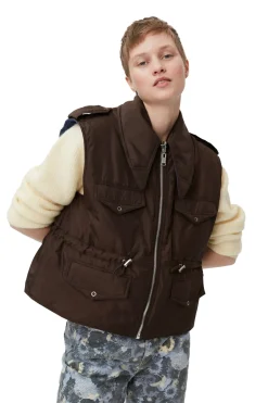 Outlet GANNI Ripstop Quilt Reversible Vest Mole