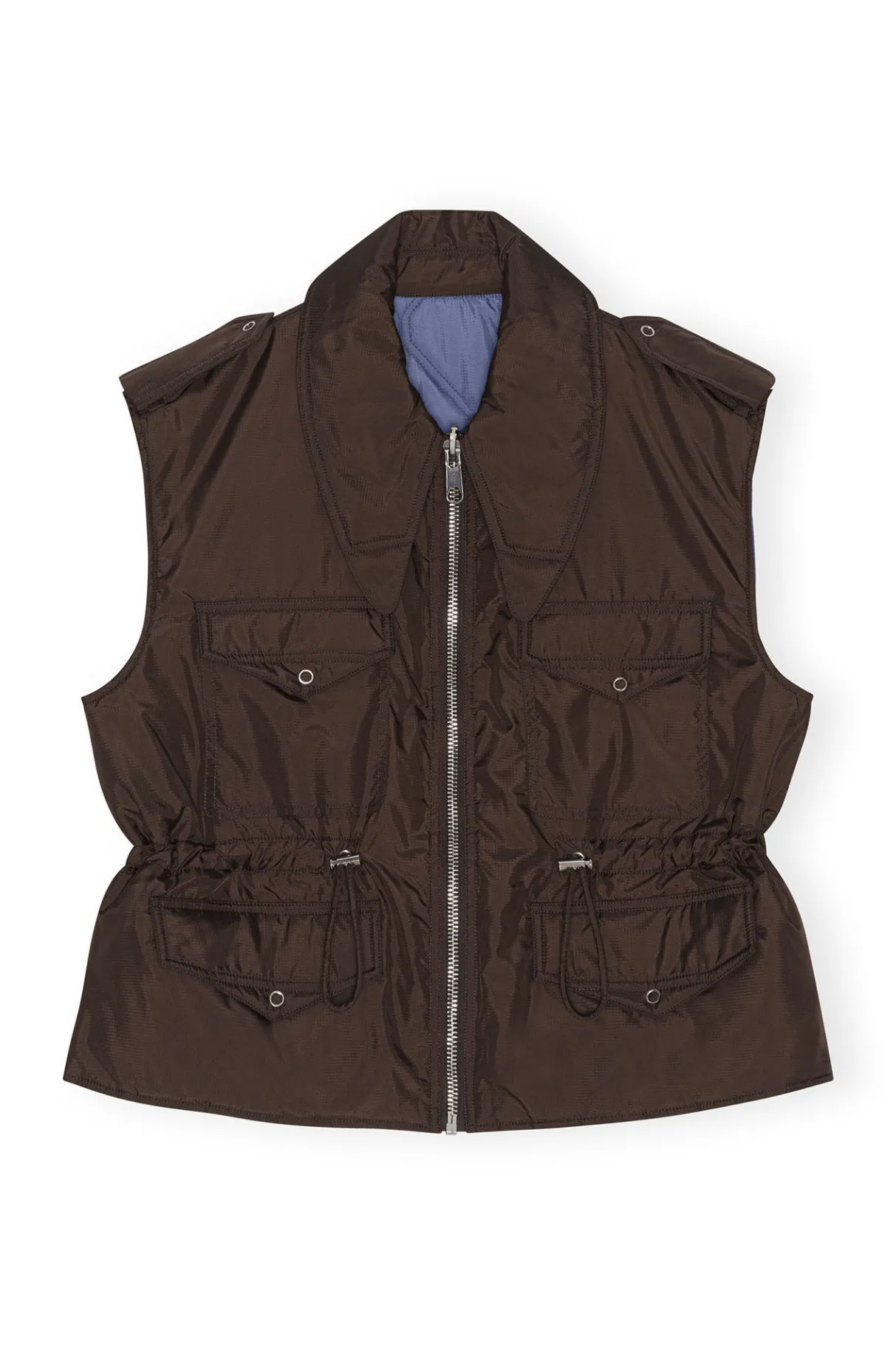 Outlet GANNI Ripstop Quilt Reversible Vest Mole