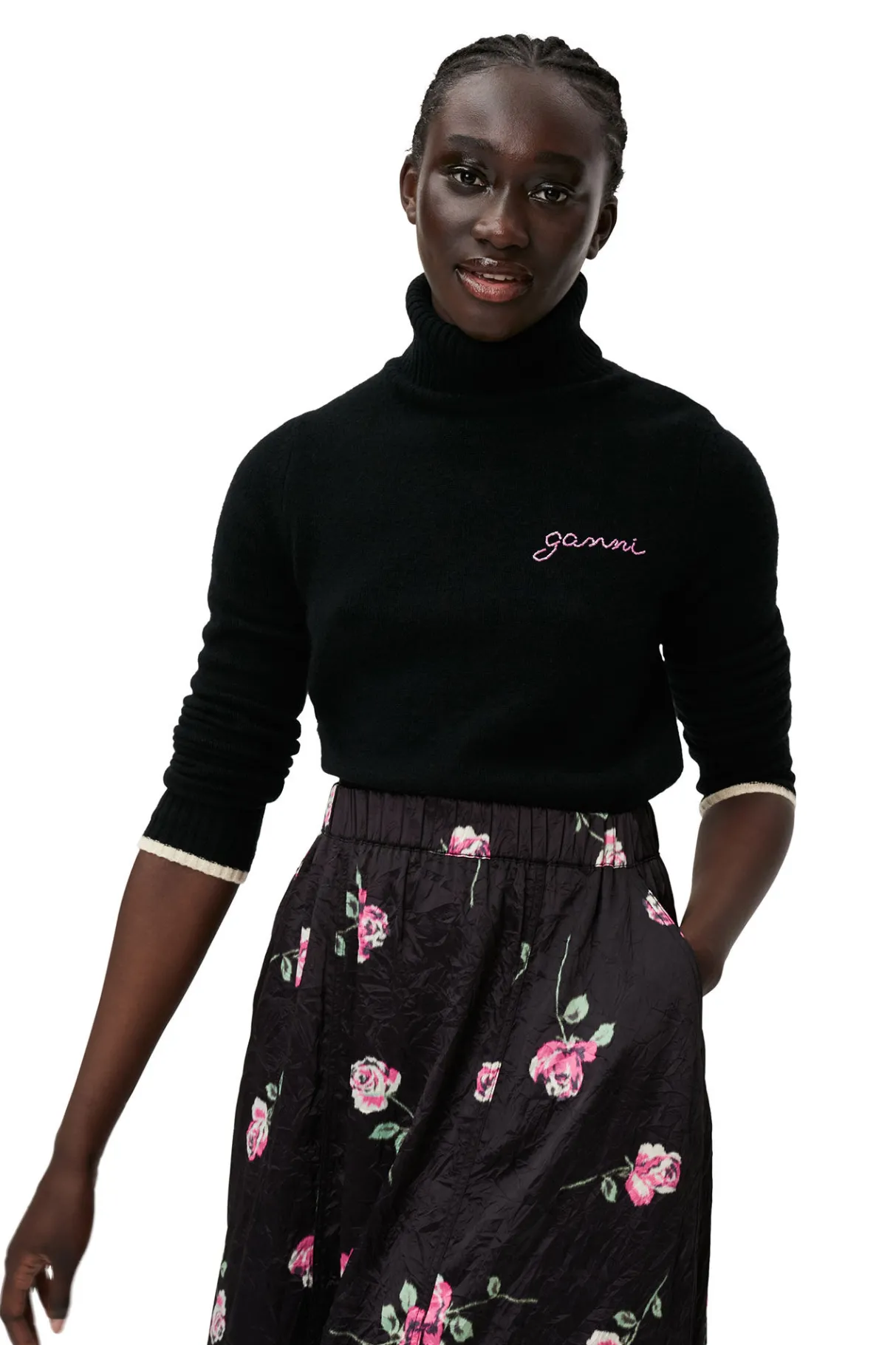 Cheap GANNI Rollneck Pullover Black