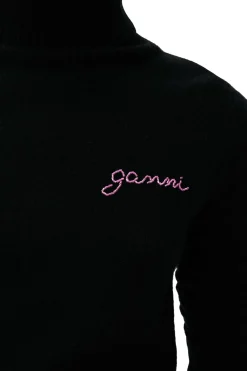 Cheap GANNI Rollneck Pullover Black