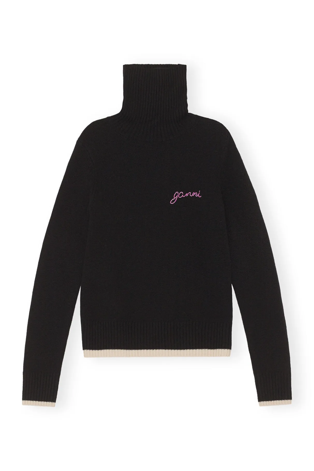 Cheap GANNI Rollneck Pullover Black