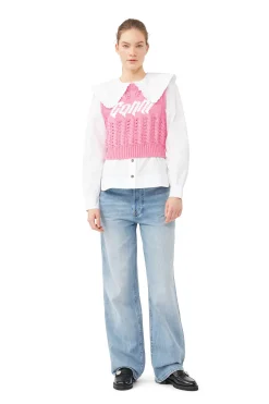 New GANNI Rope Cropped Vest Bonbon