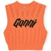 Shop GANNI Rope Cropped Vest Vibrant Orange