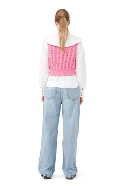 New GANNI Rope Cropped Vest Bonbon