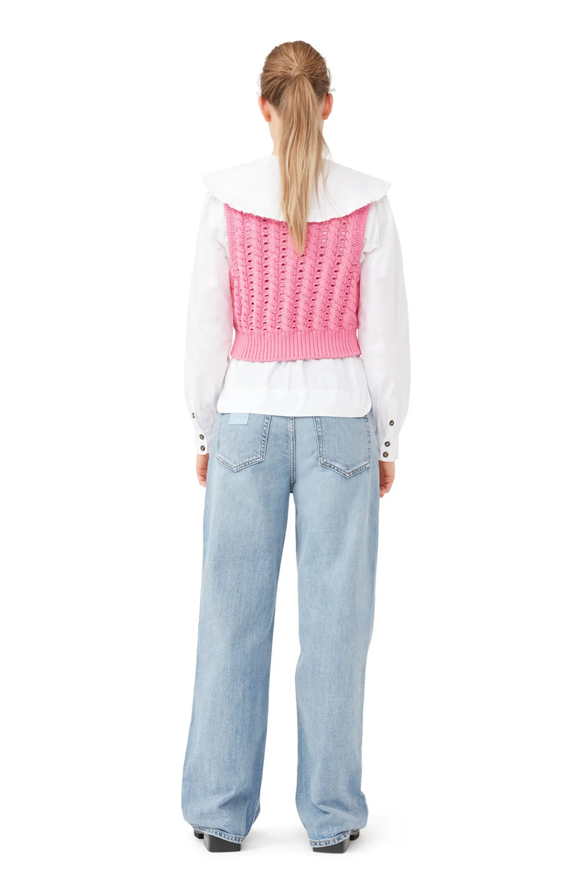 New GANNI Rope Cropped Vest Bonbon