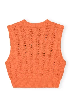 Shop GANNI Rope Cropped Vest Vibrant Orange