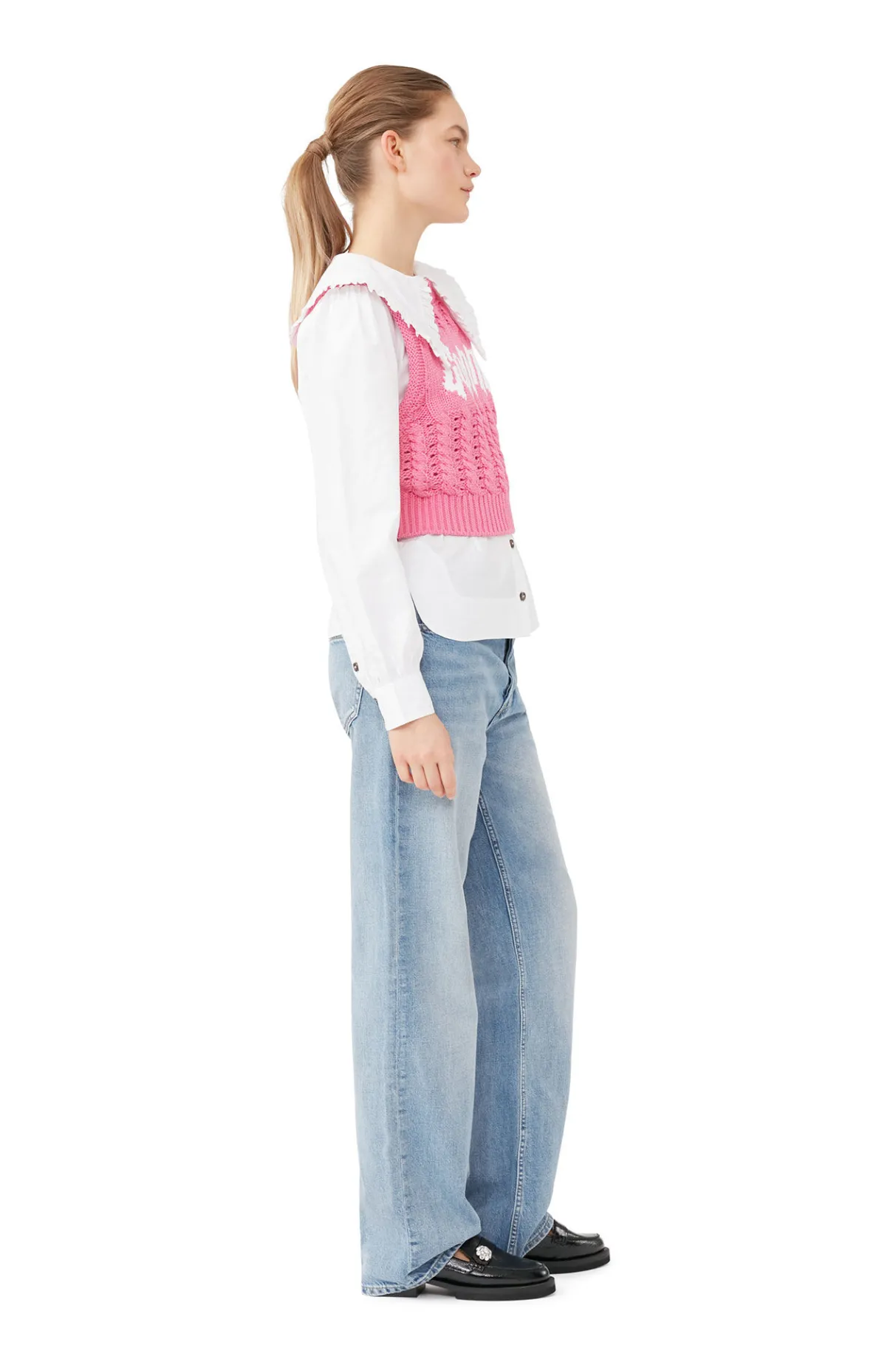 New GANNI Rope Cropped Vest Bonbon