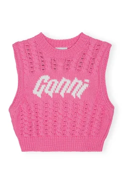 New GANNI Rope Cropped Vest Bonbon