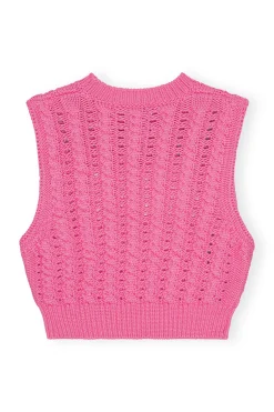 New GANNI Rope Cropped Vest Bonbon