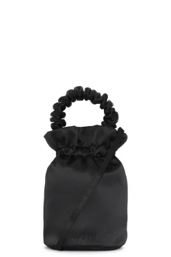 Store GANNI Ruched Top Handle Bag Black
