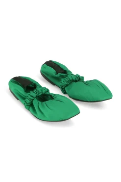 Hot GANNI Scrunchie Satin Ballerinas Kelly Green