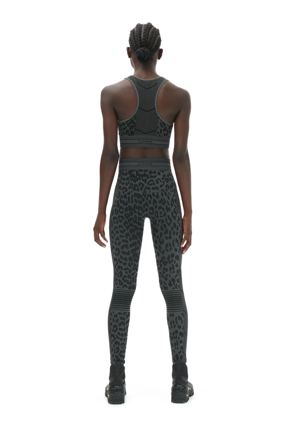 Sale GANNI Seamless Jacquard Bra Black