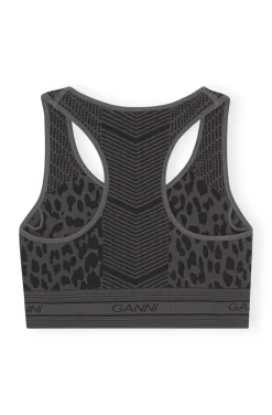 Sale GANNI Seamless Jacquard Bra Black