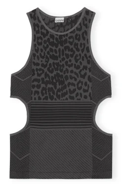 Best GANNI Seamless Jacquard Top Black