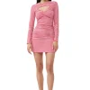 Sale GANNI Seersucker Cutout Mini Dress Love Potion
