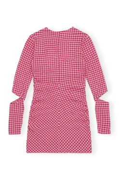 Sale GANNI Seersucker Cutout Mini Dress Love Potion