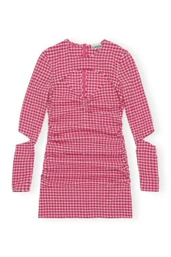 Sale GANNI Seersucker Cutout Mini Dress Love Potion