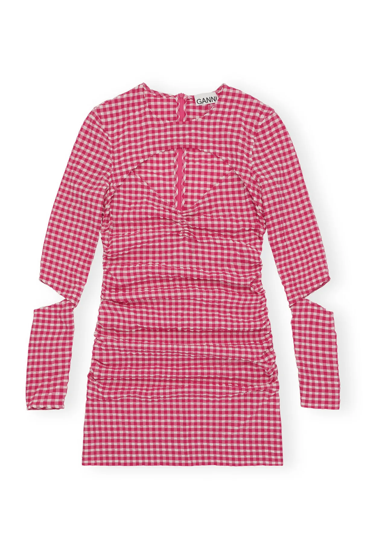 Sale GANNI Seersucker Cutout Mini Dress Love Potion