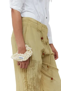 Flash Sale GANNI Seersucker Scrunchie Pale Khaki