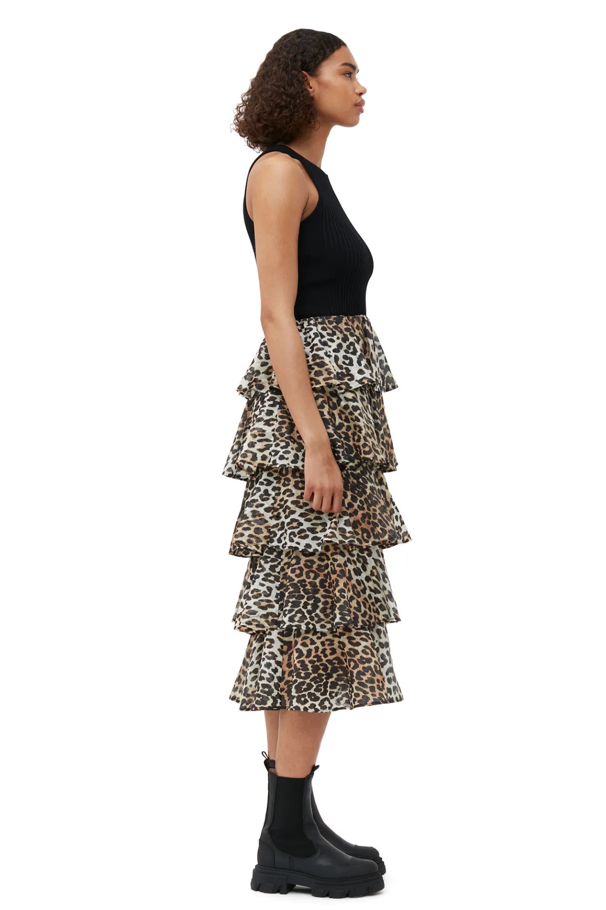 Hot GANNI Sheer Voile Maxi Flounce Skirt Almond Milk
