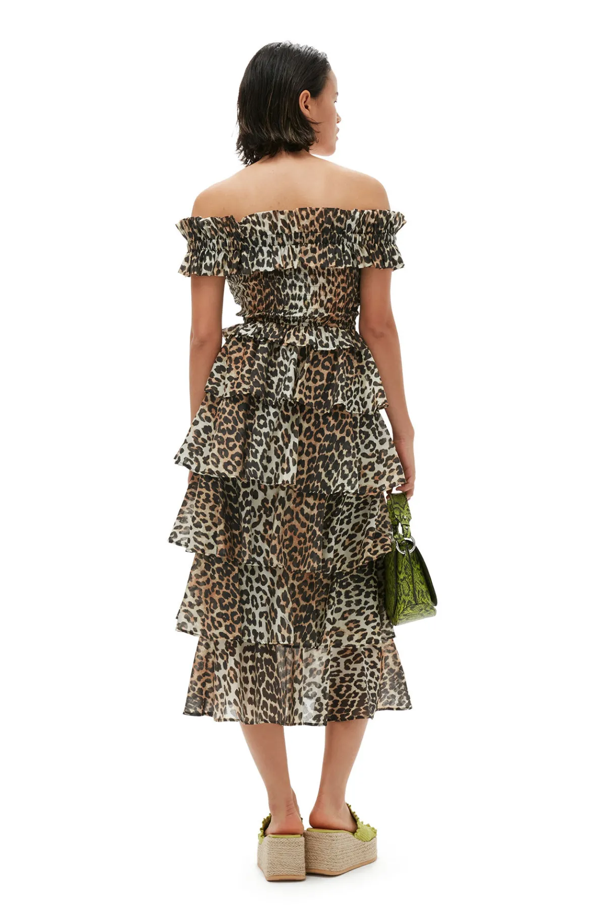 Hot GANNI Sheer Voile Maxi Flounce Skirt Almond Milk