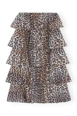 Hot GANNI Sheer Voile Maxi Flounce Skirt Almond Milk
