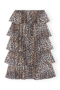 Hot GANNI Sheer Voile Maxi Flounce Skirt Almond Milk