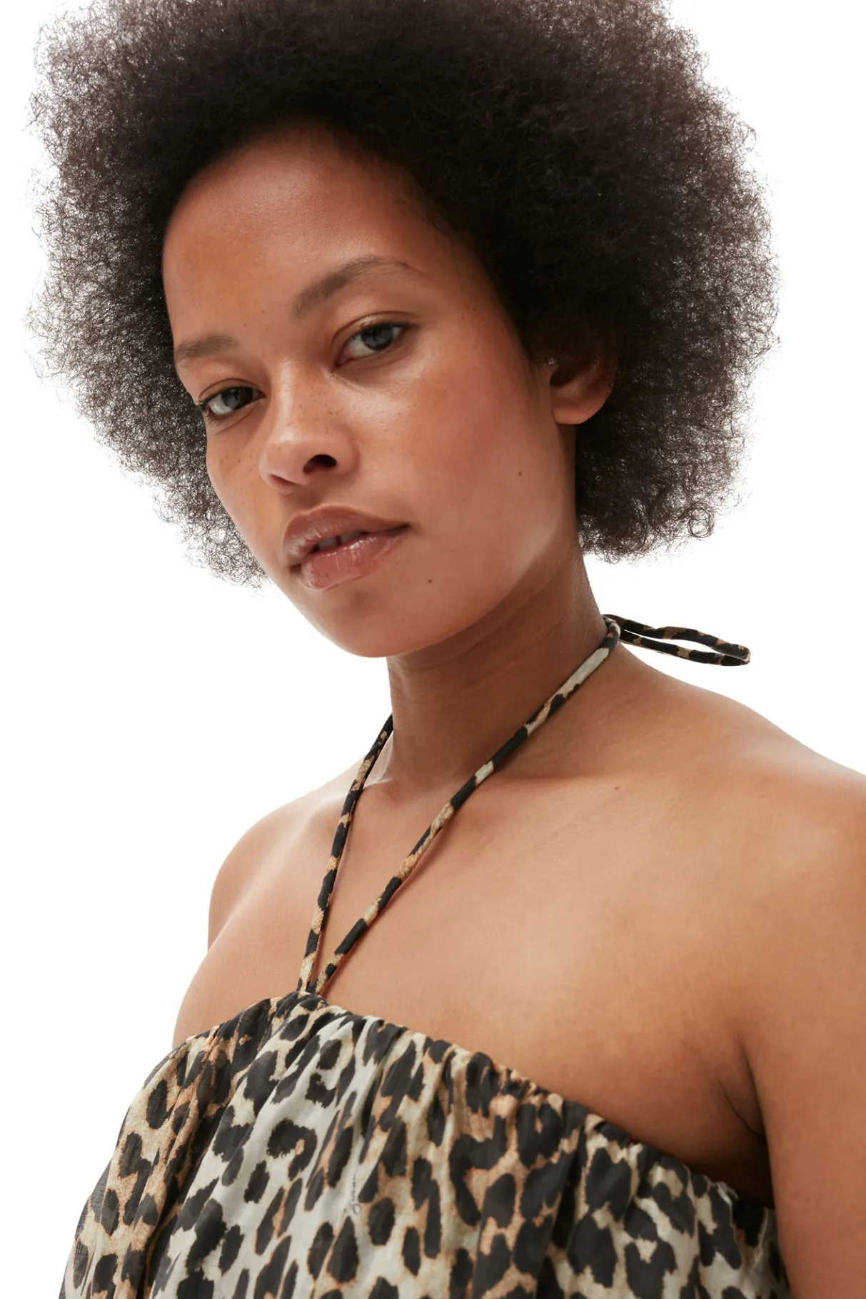Online GANNI Sheer Voile Maxi Strap Dress Almond Milk