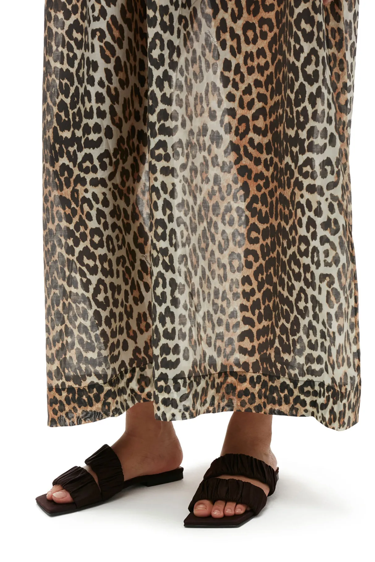 Online GANNI Sheer Voile Maxi Strap Dress Almond Milk