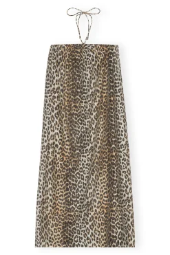Online GANNI Sheer Voile Maxi Strap Dress Almond Milk