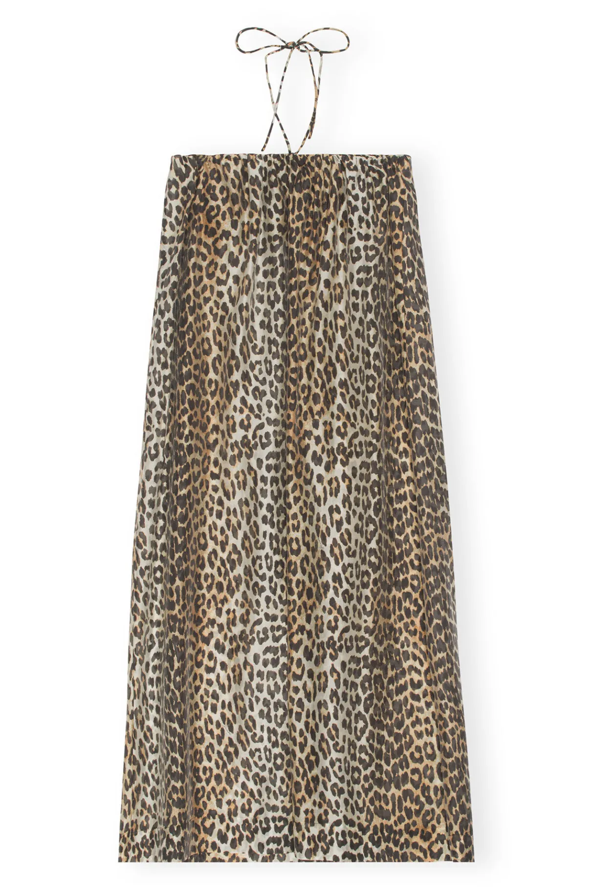Online GANNI Sheer Voile Maxi Strap Dress Almond Milk
