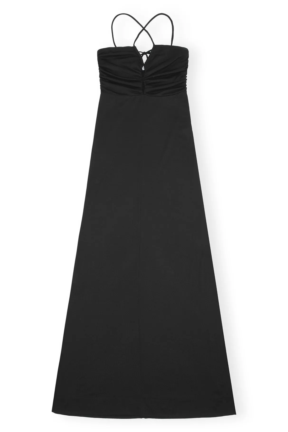 Shop GANNI Shiny Crepe Jersey Maxi Dress Black