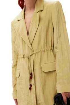 New GANNI Shiny Tech Blazer Leek Green