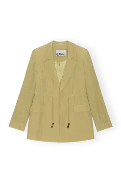 New GANNI Shiny Tech Blazer Leek Green