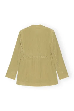 New GANNI Shiny Tech Blazer Leek Green